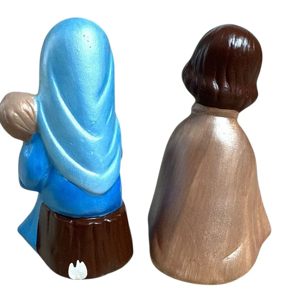 Handmade Ceramic Nativity Set 6pc Hand Painted Figures Vintage Christmas Decor